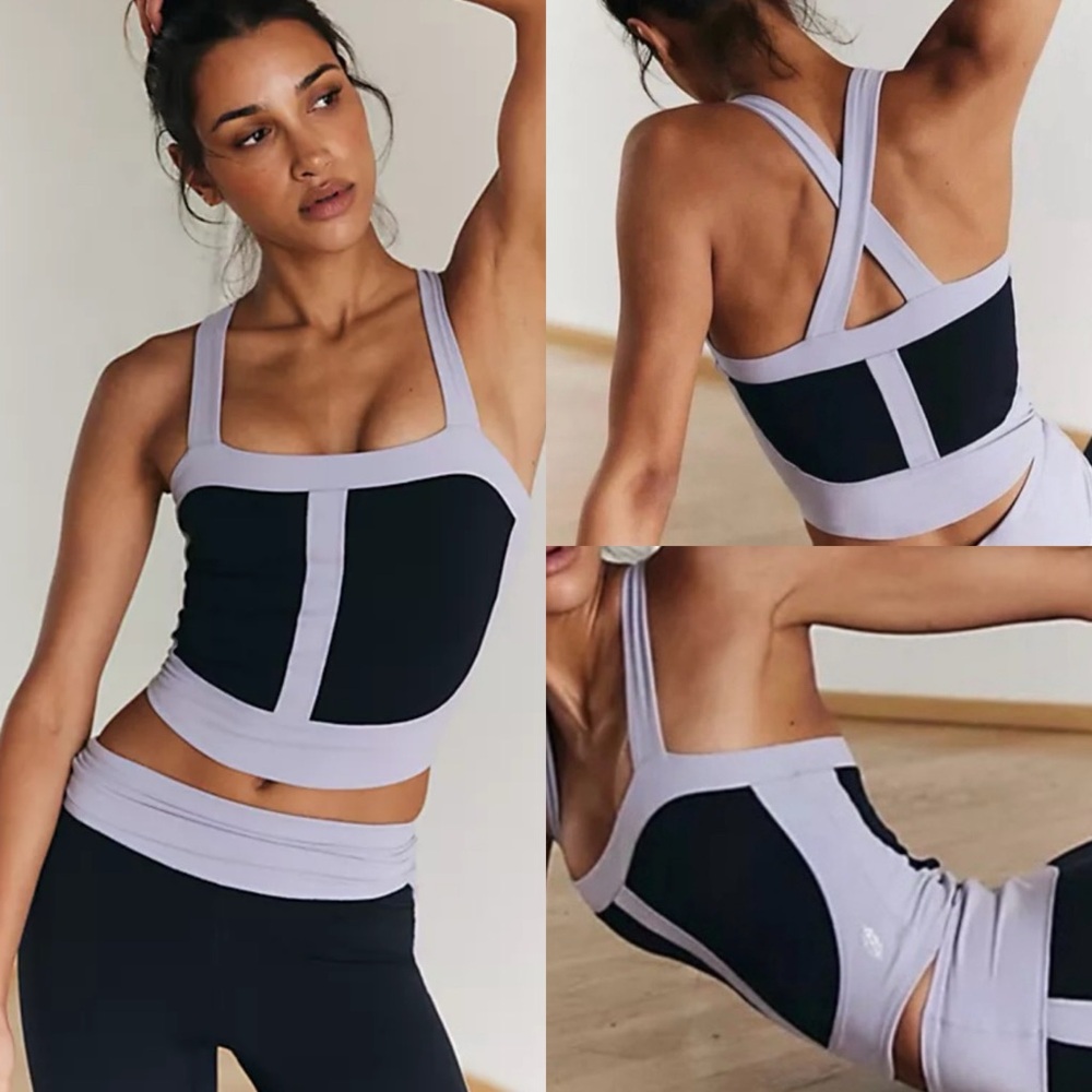 FP Movement by Free People “Come Sail Away” Black and Lavender Top